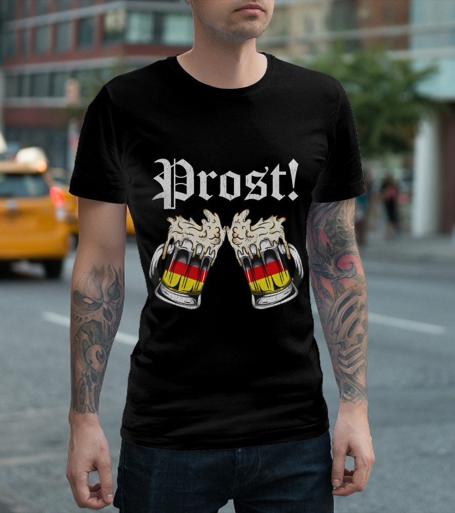 Prost Cheers Oktoberfest Beer German Flag Mugs T-Shirt