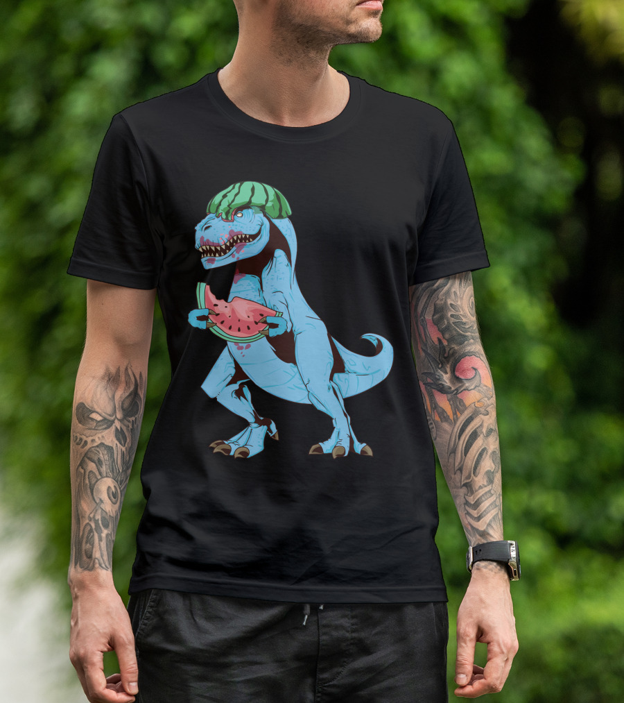 One In A Melon Watermelon Dinosaur Rex Summer Fruit T-Shirt