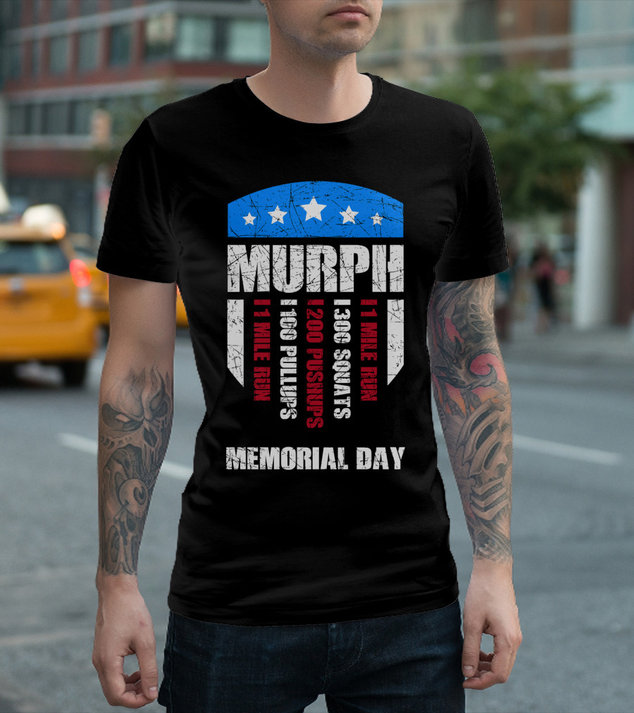 Memorial Day Murph Wod Workout 1 Mile Run 100 Pullups 200 Pushups 300 Squats Recovery T-Shirt
