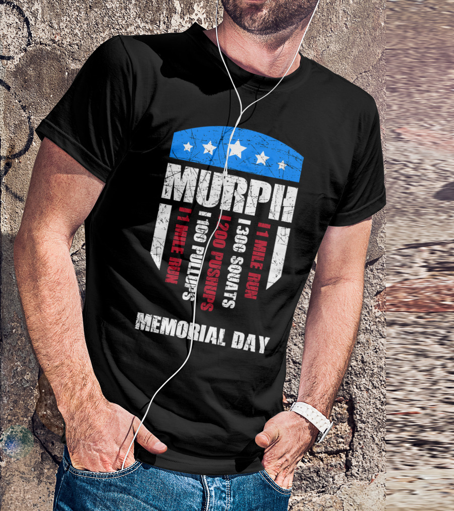 Memorial Day Murph Wod Workout 1 Mile Run 100 Pullups 200 Pushups 300 Squats Recovery T-Shirt