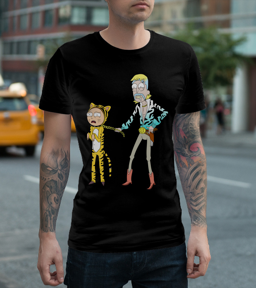 Rick And Morty Joe Exotic Tiger King Parody Character Mashup T-Shirt