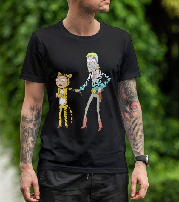 Rick And Morty Joe Exotic Tiger King Parody Character Mashup T-Shirt