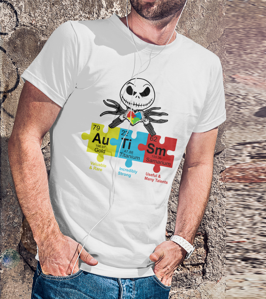 Jack Skellington AuTiSm Puzzle Periodic Table Valuable Rare Incredibly Strong Talents T-Shirt