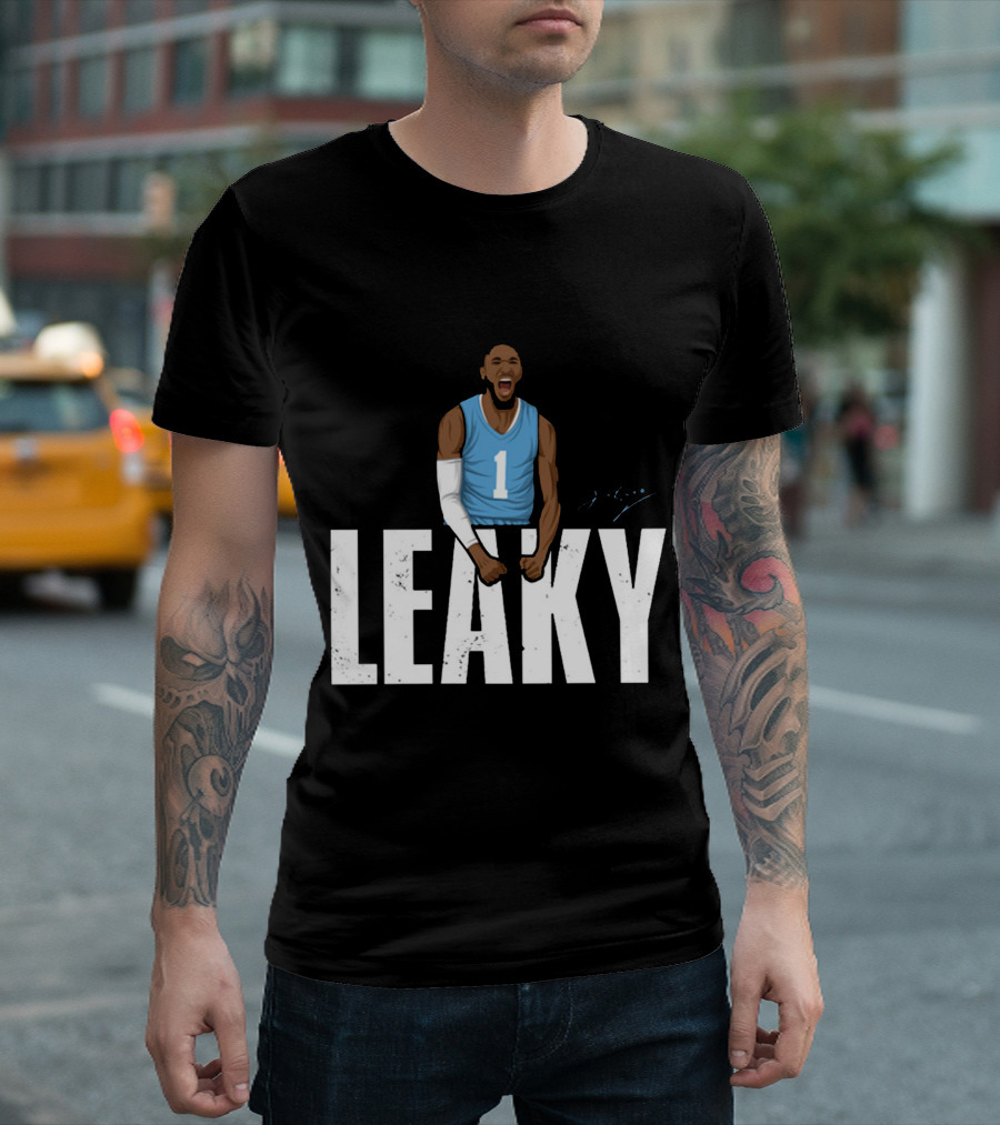Leaky Black Number 1 Jersey Graphic Blue Basketball T-Shirt