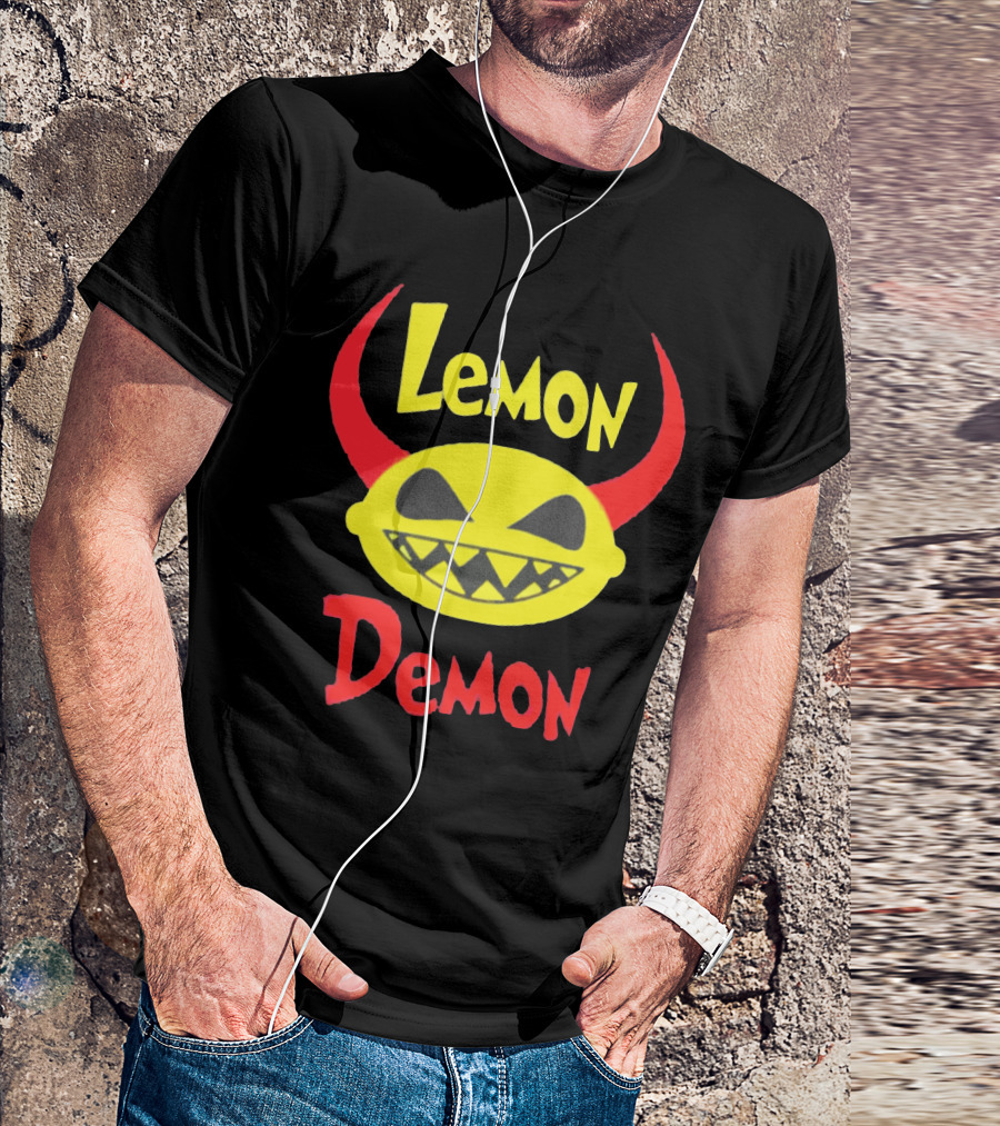 Lemon Demon Smiling Yellow Face With Red Horns T-Shirt