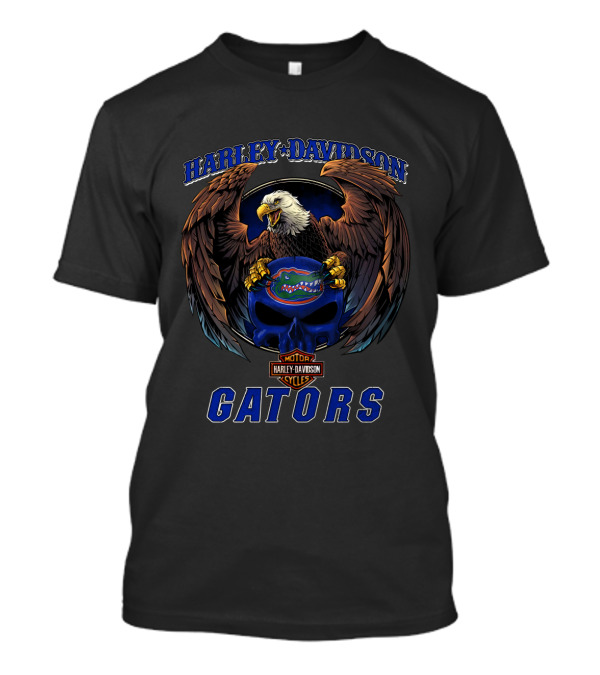 Harley Davidson Florida Gators Motorcycles Eagle Skull T-Shirt