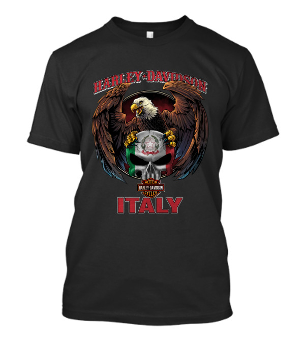 Harley Davidson Italy Eagle Skull Motorcycles T-Shirt