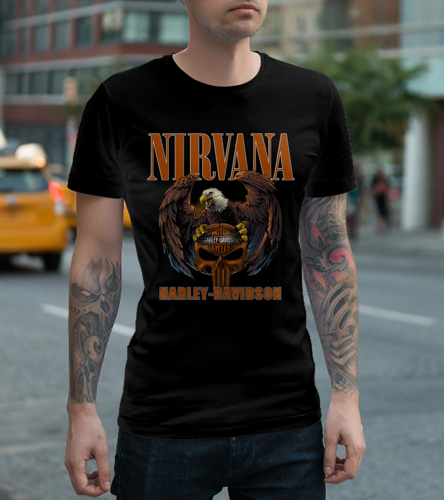 Nirvana Harley Davidson Motor Cycles Eagle T-Shirt