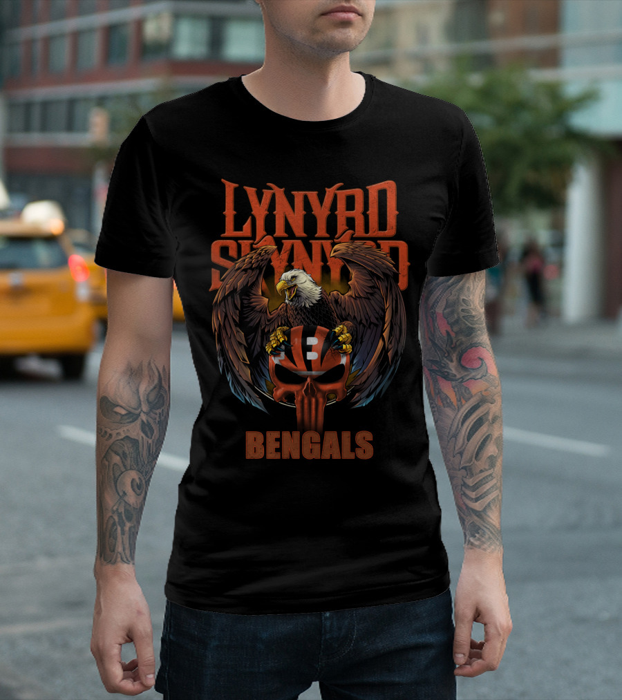 Lynyrd Skynyrd Bengals Eagle Skull Helmet T-Shirt