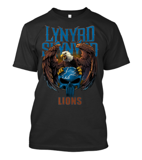 Lynyrd Skynyrd Lions Eagle Holding Globe Skull T-Shirt