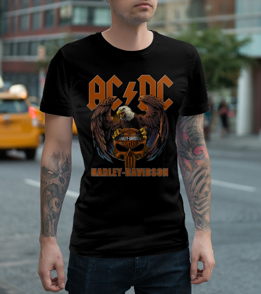 Acdc Harley Davidson Motor Cycles Eagle T-Shirt