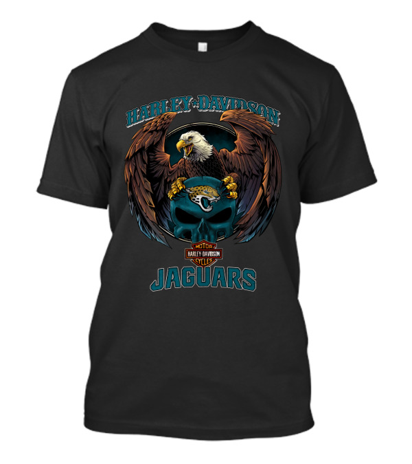 Harley Davidson Motor Cycles Jacksonville Jaguars Eagle Skull T-Shirt
