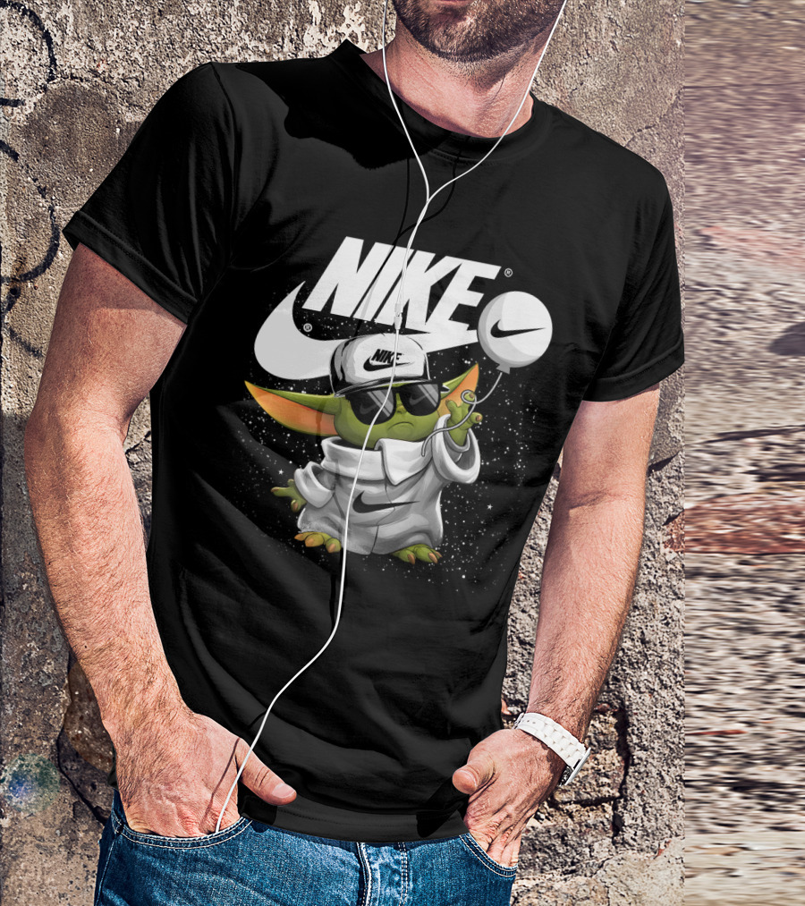Nike Baby Yoda With Sunglasses And Balloon T-Shirt