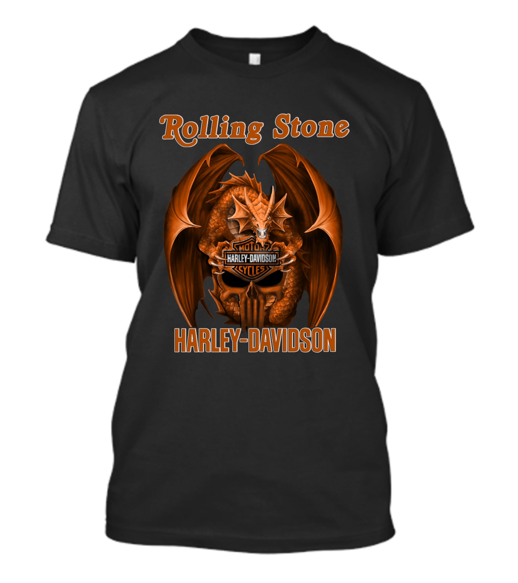 Rolling Stone Harley Davidson Dragon With Skull And Wings T-Shirt