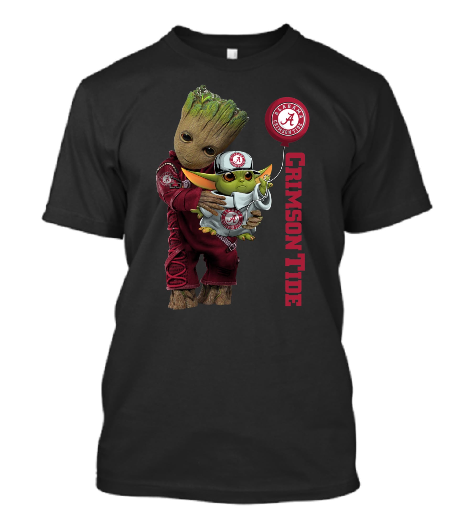 G&Y-Alabama Crimson Tide Groot And Baby Yoda T-Shirt