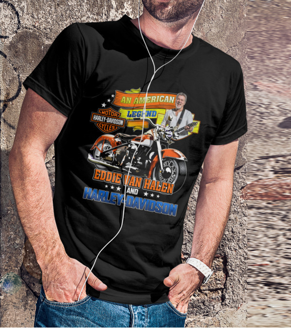 An American Legend Eddie Van Halen And Harley Davidson Cycles T-Shirt