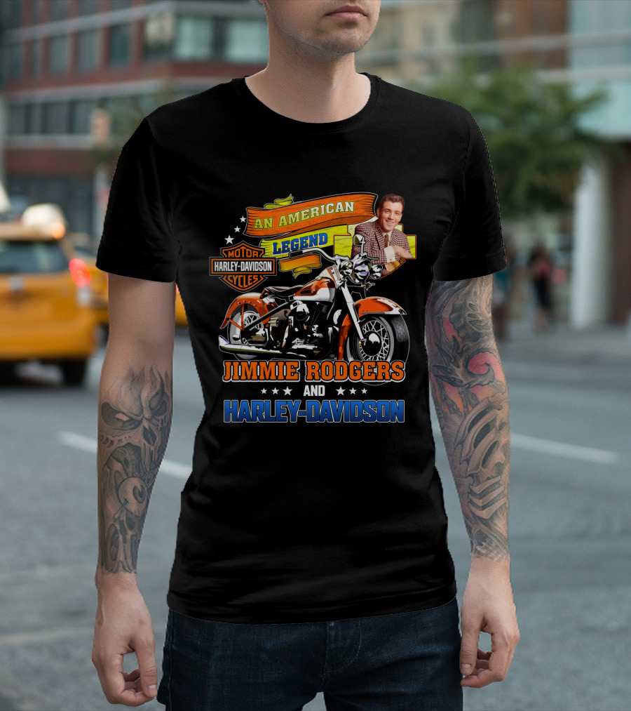Jimmie Rodgers An American Legend With Harley Davidson Motorcycles T-Shirt