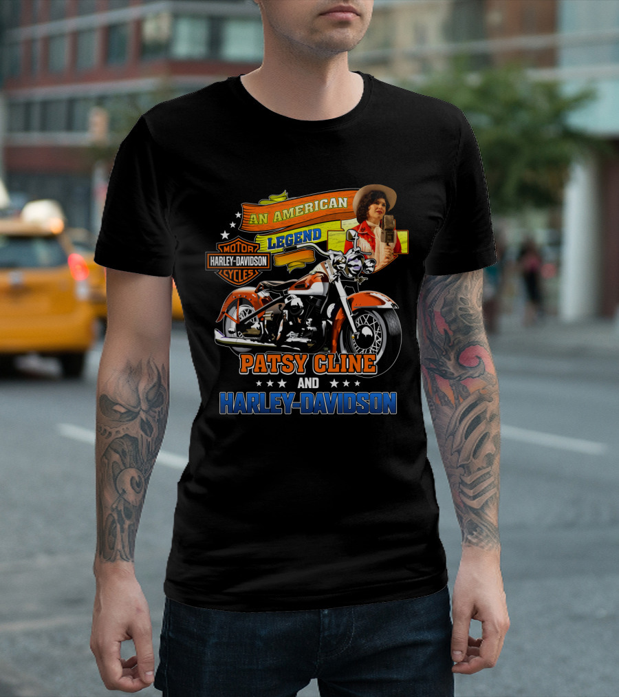 An American Legend Patsy Cline And Harley Davidson Motor Cycles T-Shirt