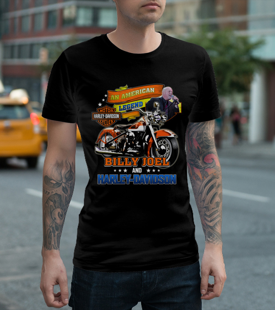 An American Legend Billy Joel And Harley Davidson T-Shirt
