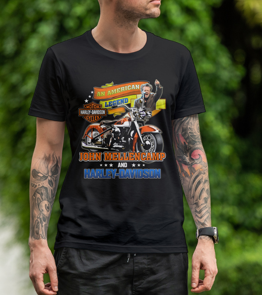An American Legend John Mellencamp And Harley Davidson Motor Cycles T-Shirt