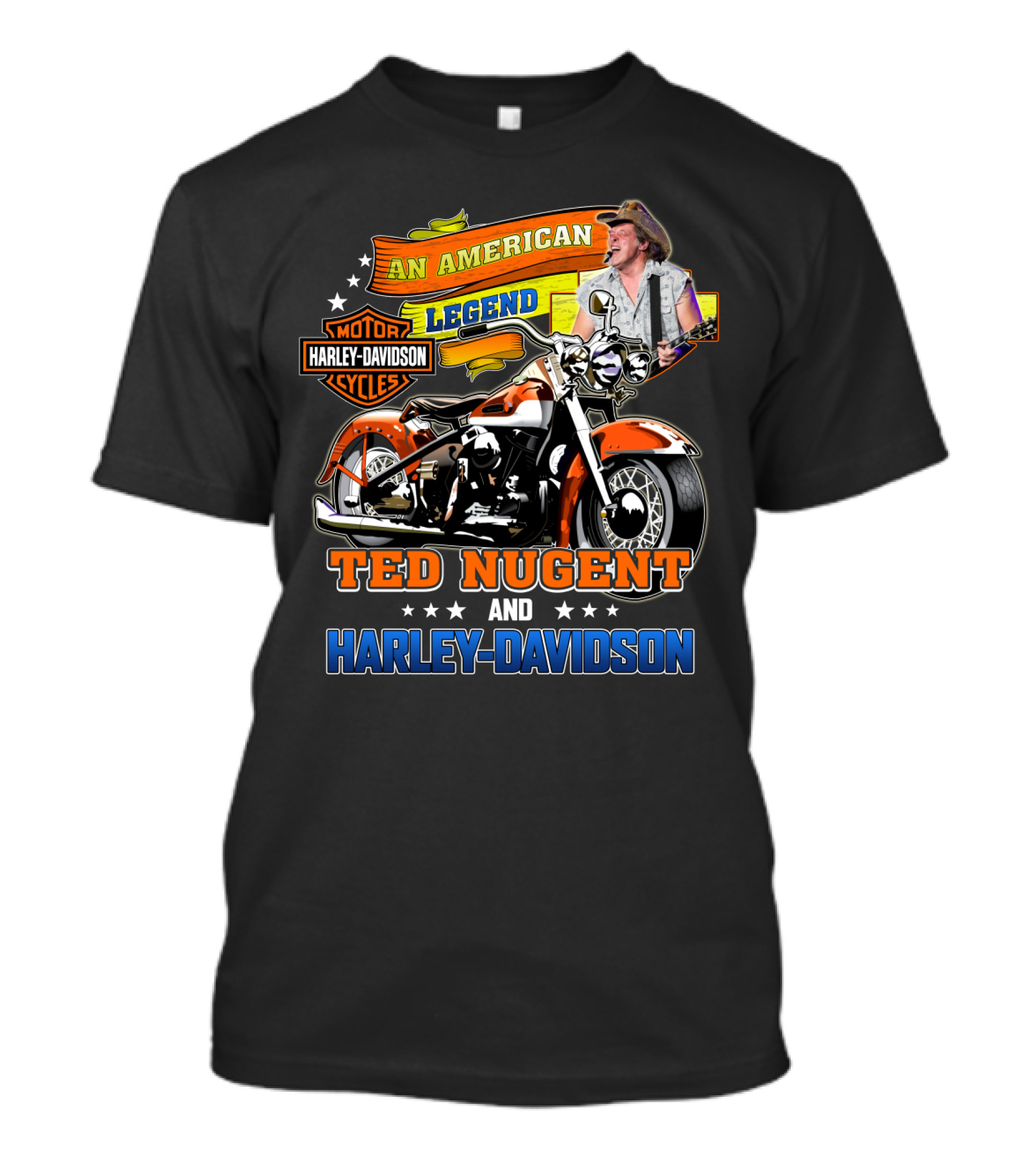 An American Legend Ted Nugent And Harley Davidson Motor Cycles T-Shirt