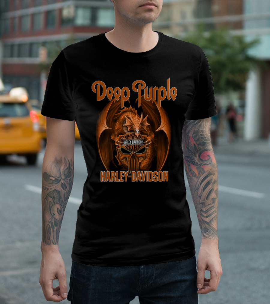 Deep Purple Harley Davidson Motorcycles Dragon T-Shirt