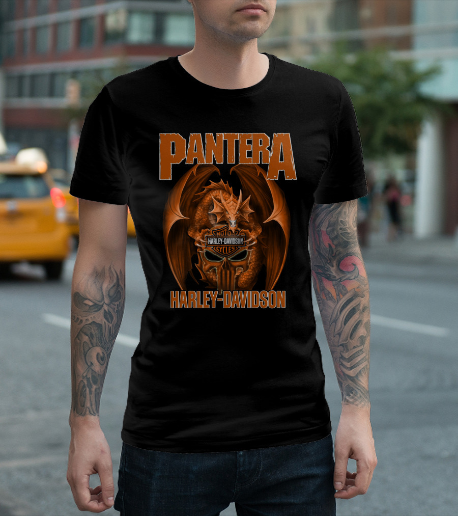 Pantera Harley Davidson Motorcycle Cycles Dragon T-Shirt