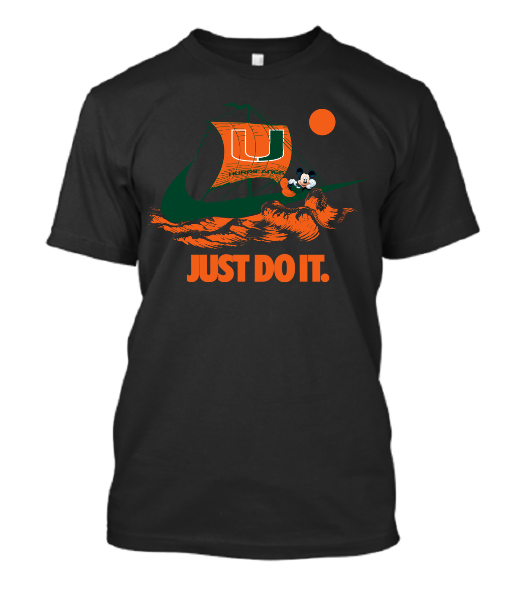 Just Do It Nike Miami Hurricanes U Logo Mickey Sailing T-Shirt