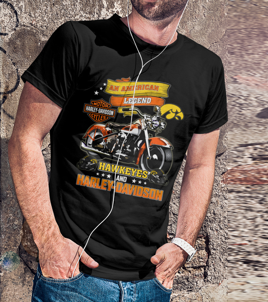 An American Legend Hawkeyes And Harley Davidson T-Shirt