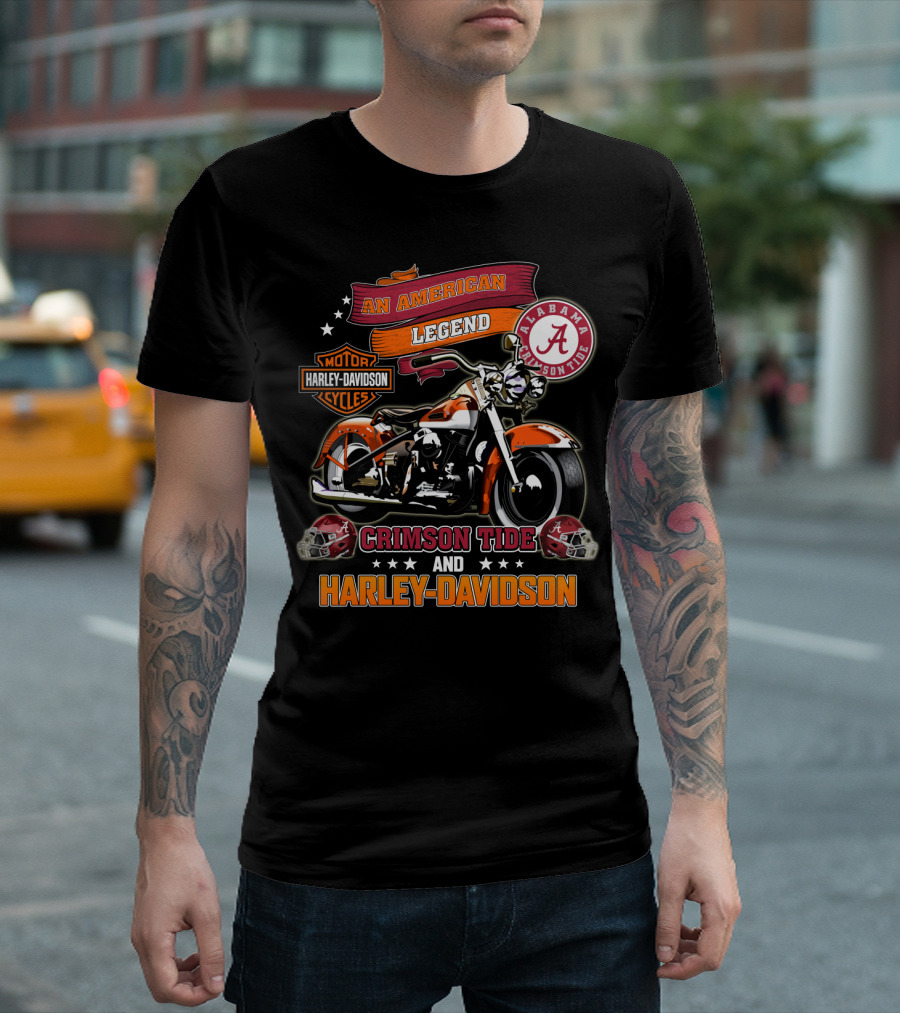 Alabama Crimson Tide An American Legend Harley Davidson Motorcycles T-Shirt