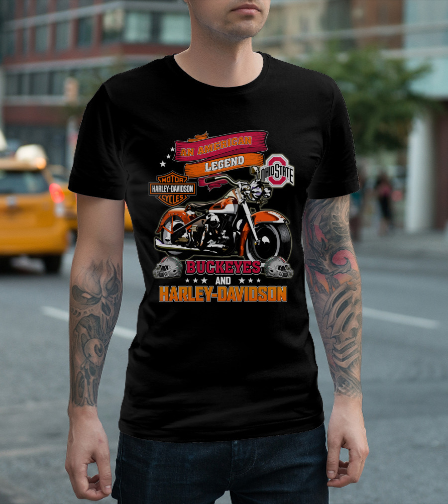 An American Legend Ohio State Buckeyes And Harley Davidson T-Shirt