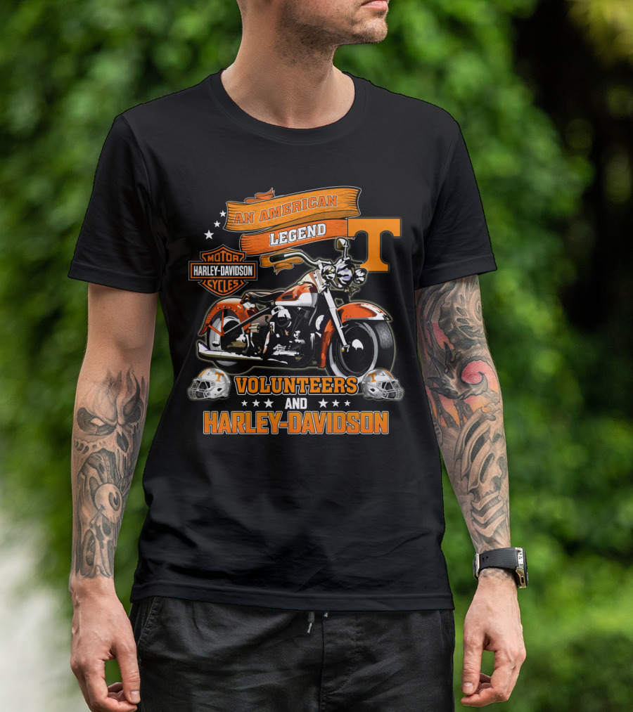 Tennessee Volunteers An American Legend Volunteers And Harley Davidson T-Shirt