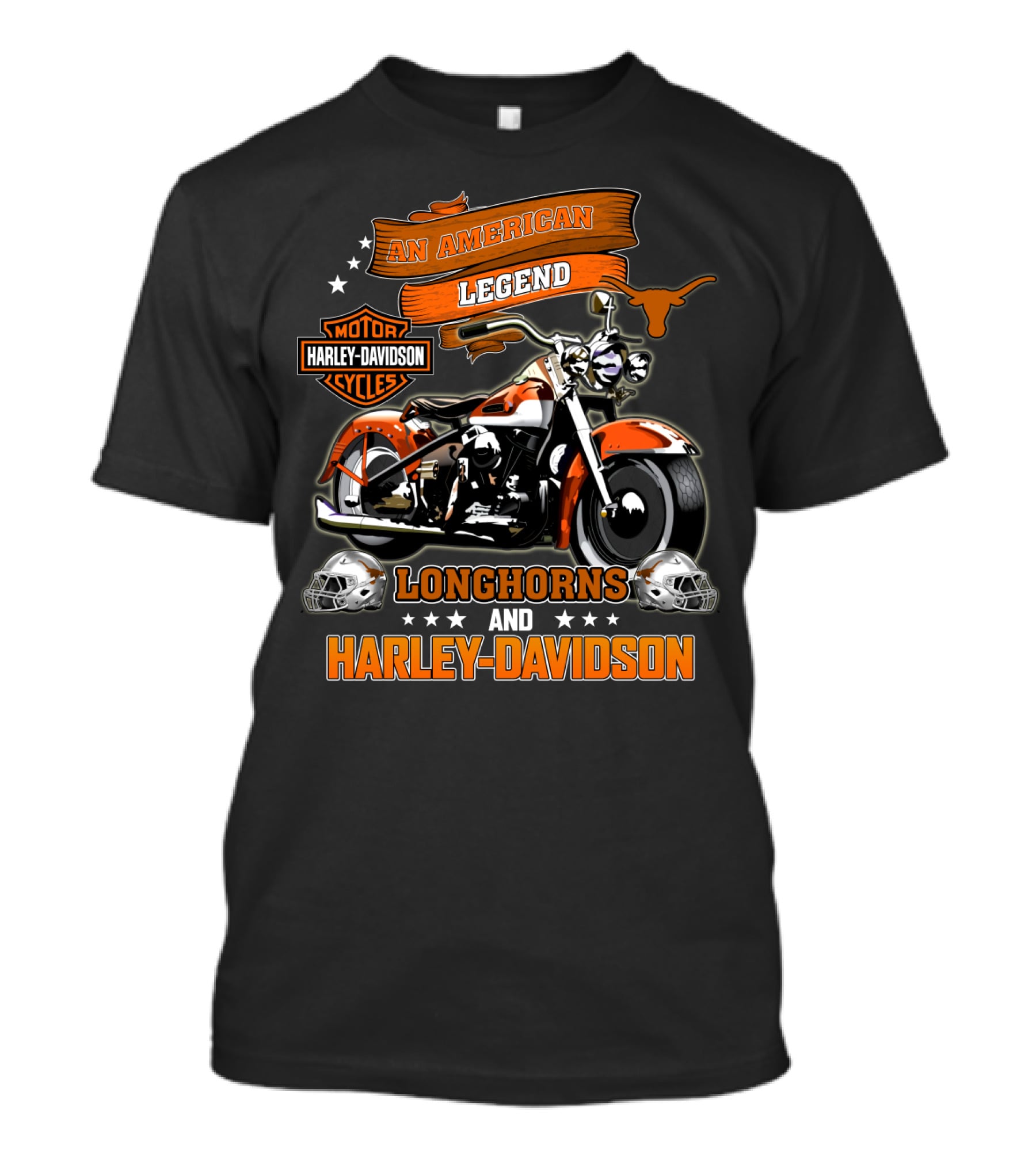 An American Legend Longhorns And Harley Davidson T-Shirt