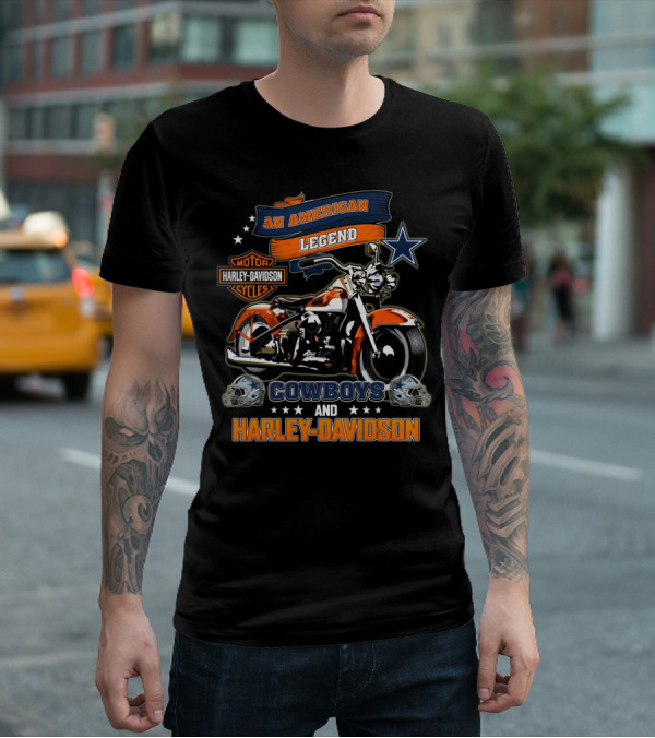 An American Legend Cowboys And Harley Davidson Motorcycles T-Shirt