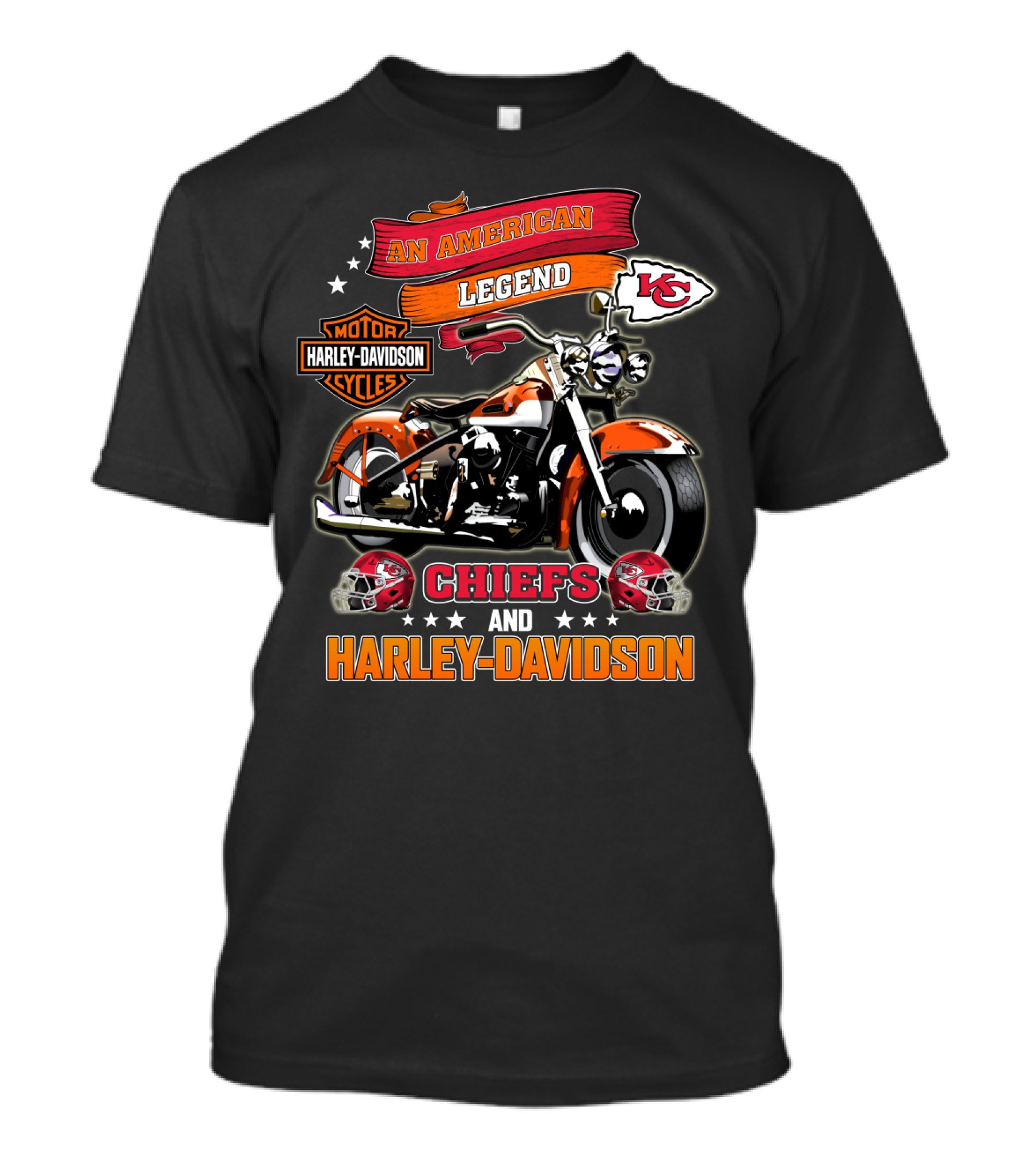 An American Legend Kansas City Chiefs And Harley Davidson T-Shirt