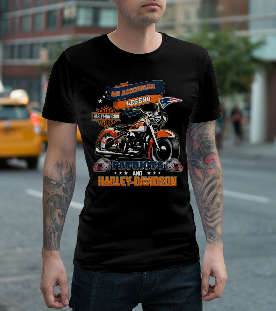 An American Legend New England Patriots And Harley Davidson Motorcycles T-Shirt