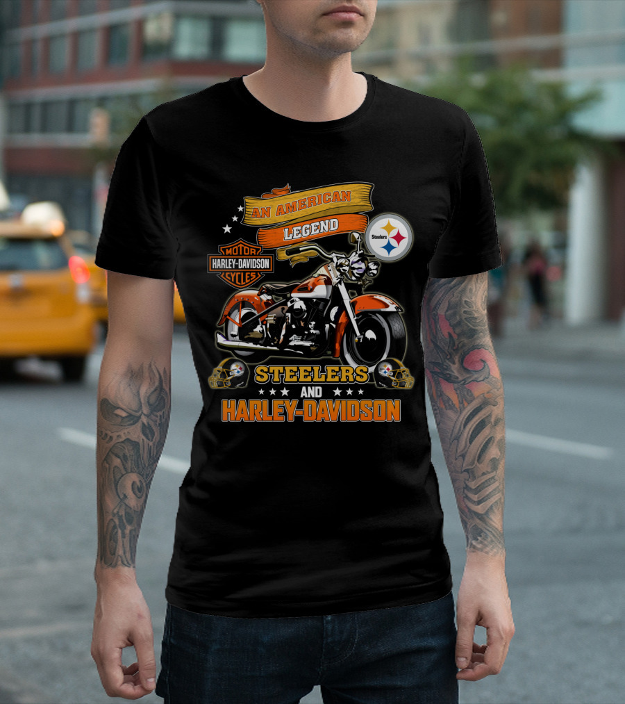 An American Legend Steelers And Harley Davidson T-Shirt