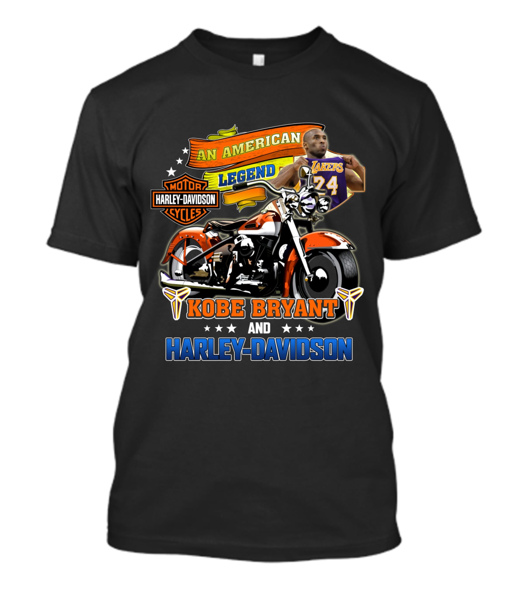 Kobe Bryant Lakers 24 An American Legend Harley Davidson Motor Cycles T-Shirt