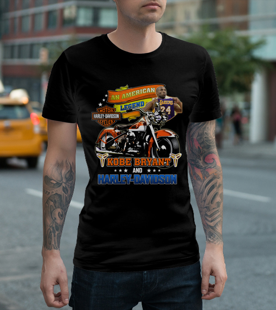 Kobe Bryant Lakers 24 An American Legend Harley Davidson Motor Cycles T-Shirt
