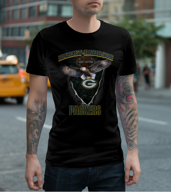 Harley Davidson Motor Cycles Green Bay Packers T-Shirt