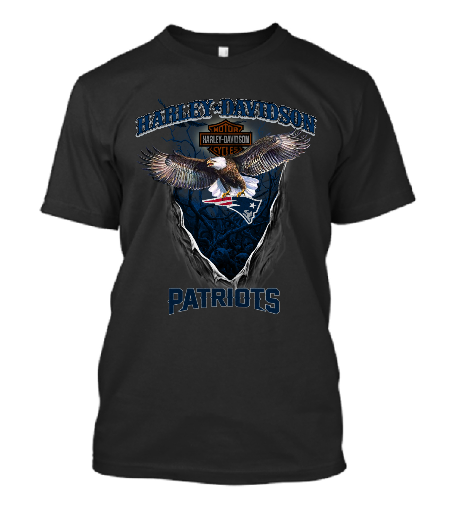 Harley Davidson Motorcycles Patriots New England Nfl T-Shirt