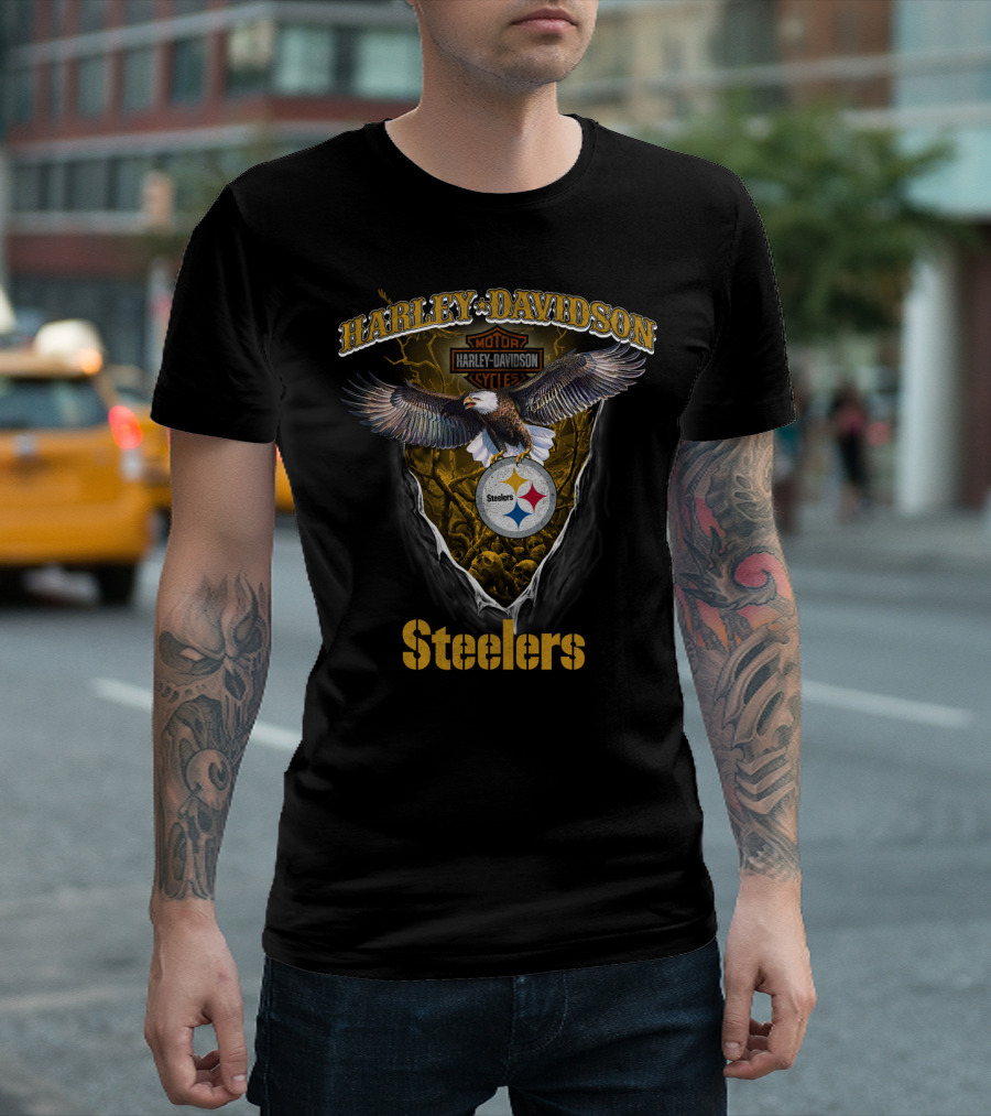 Harley Davidson Motor Steelers Eagle T-Shirt
