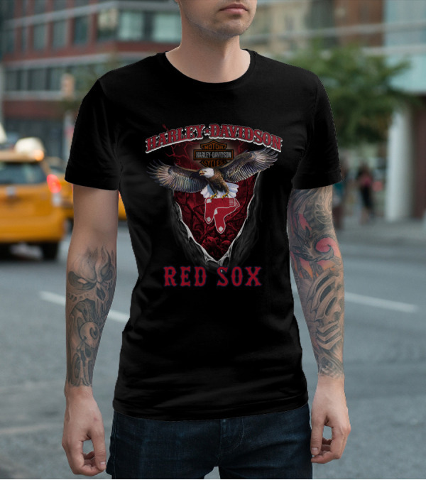 Harley Davidson Motorcycles Boston Red Sox Eagle T-Shirt