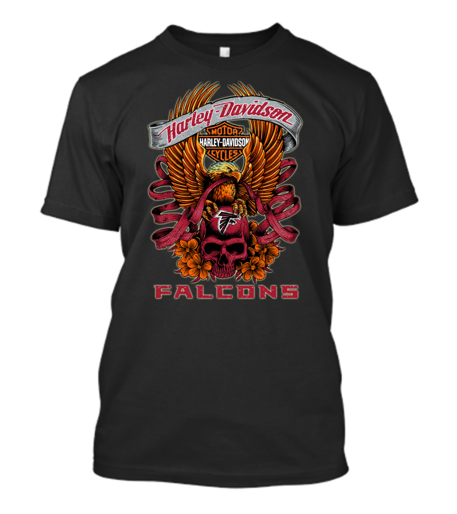 Harley Davidson Atlanta Falcons Eagle Skull T-Shirt