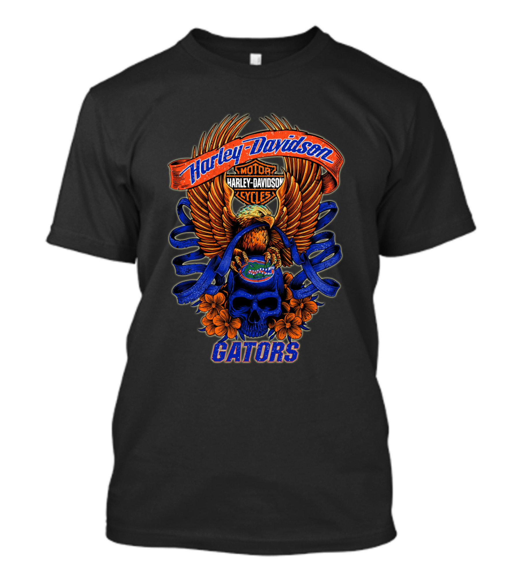 Harley Davidson Gators Florida Motorcycles Eagle Skull T-Shirt