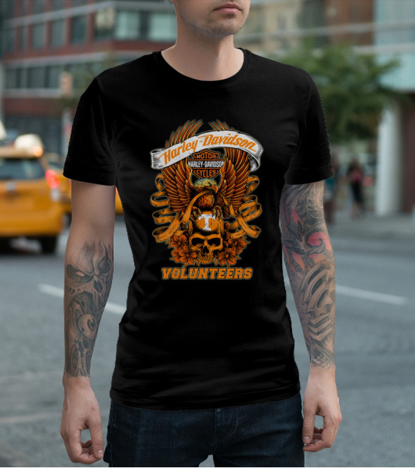 Harley Davidson Tennessee Volunteers Skull And Eagle T-Shirt
