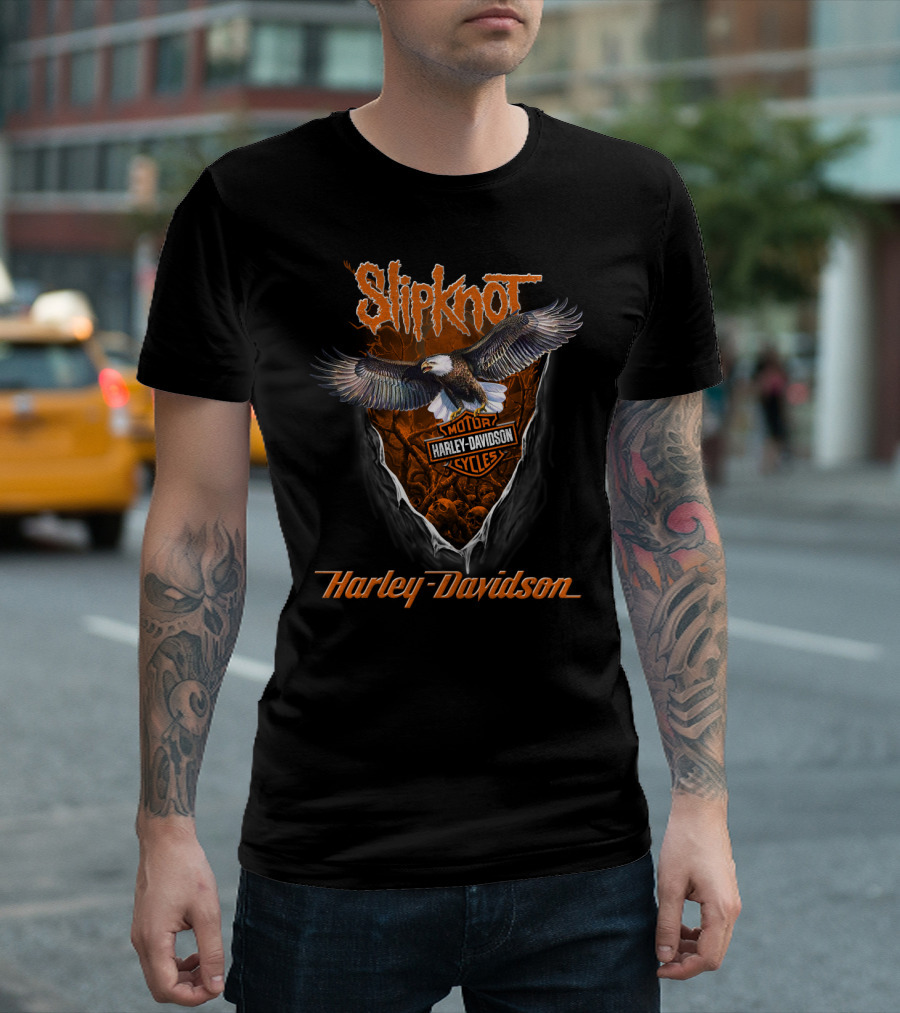 Slipknot Harley Davidson Motorcycles Bald Eagle T-Shirt