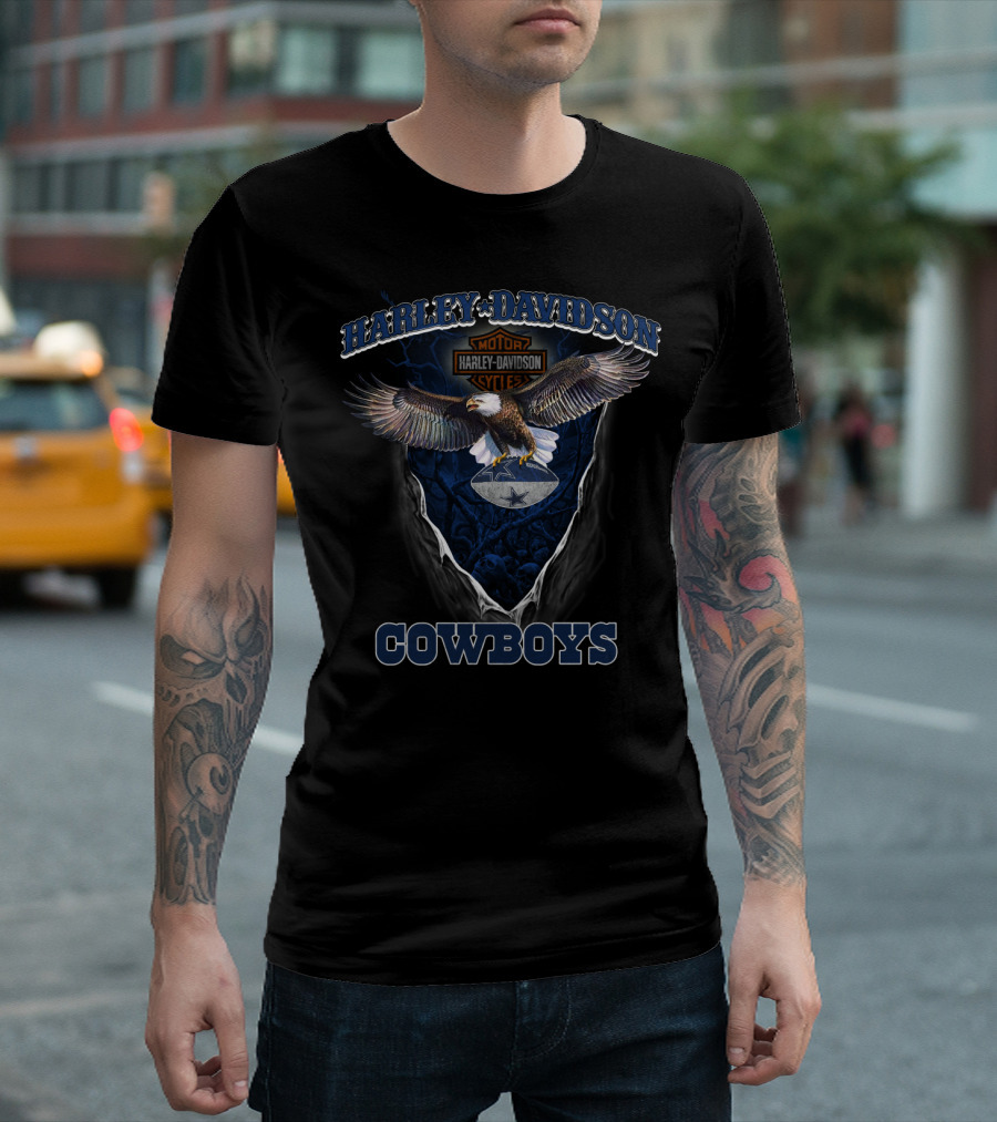 Harley Davidson Motor Cycle Eagle Cowboys T-Shirt