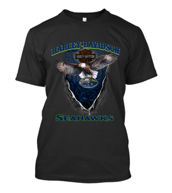 Harley Davidson Motor Cycles Seahawks Eagle T-Shirt