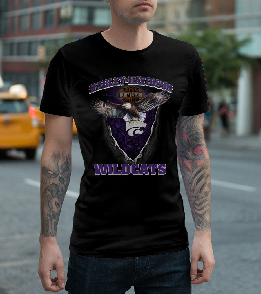 Harley Davidson Motor Cycles Kansas State Wildcats Eagle T-Shirt